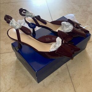 Elegant Wine Bow Women's Heels